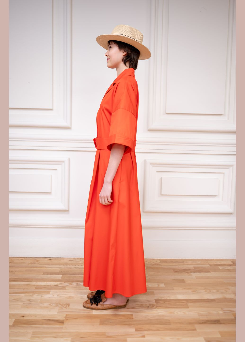 Червона бавовняна приталена сукня в стилі сафарі червоного кольору вінсент Dolcedonna