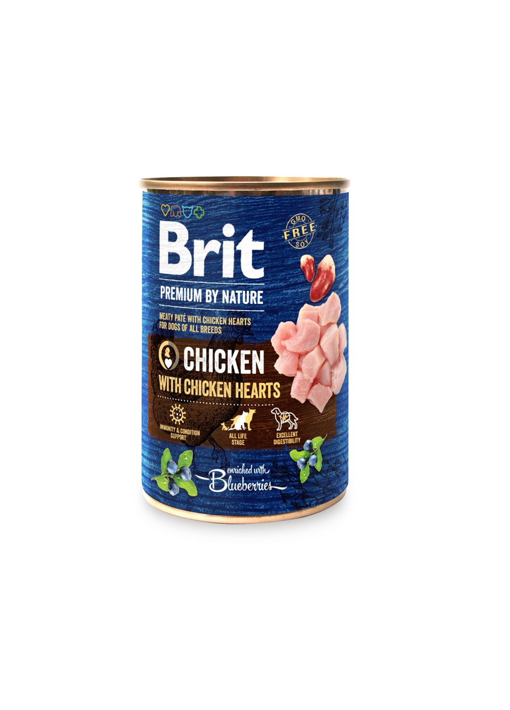 Влажный корм by Nature с курицей и куриными сердечками для собак 0.4 кг (100405/8522) Brit Premium (279569584)