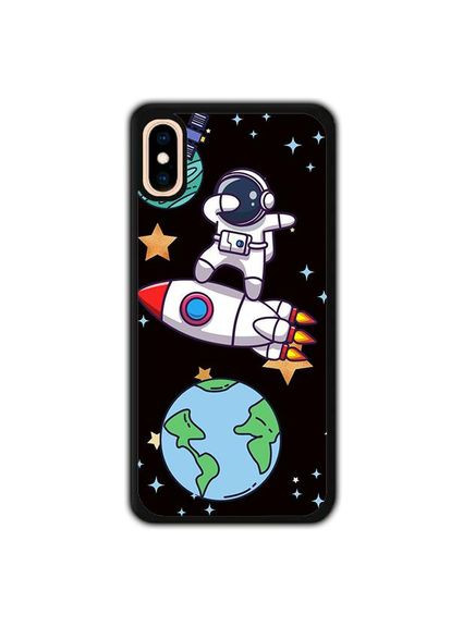 Чехол для Apple Iphone X Космонавт и ракета Черный No Brand (302085928)