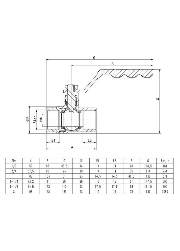 Кульовий кран PN40 1" вн.-вн., ручка, нікель ITAL (372994901)