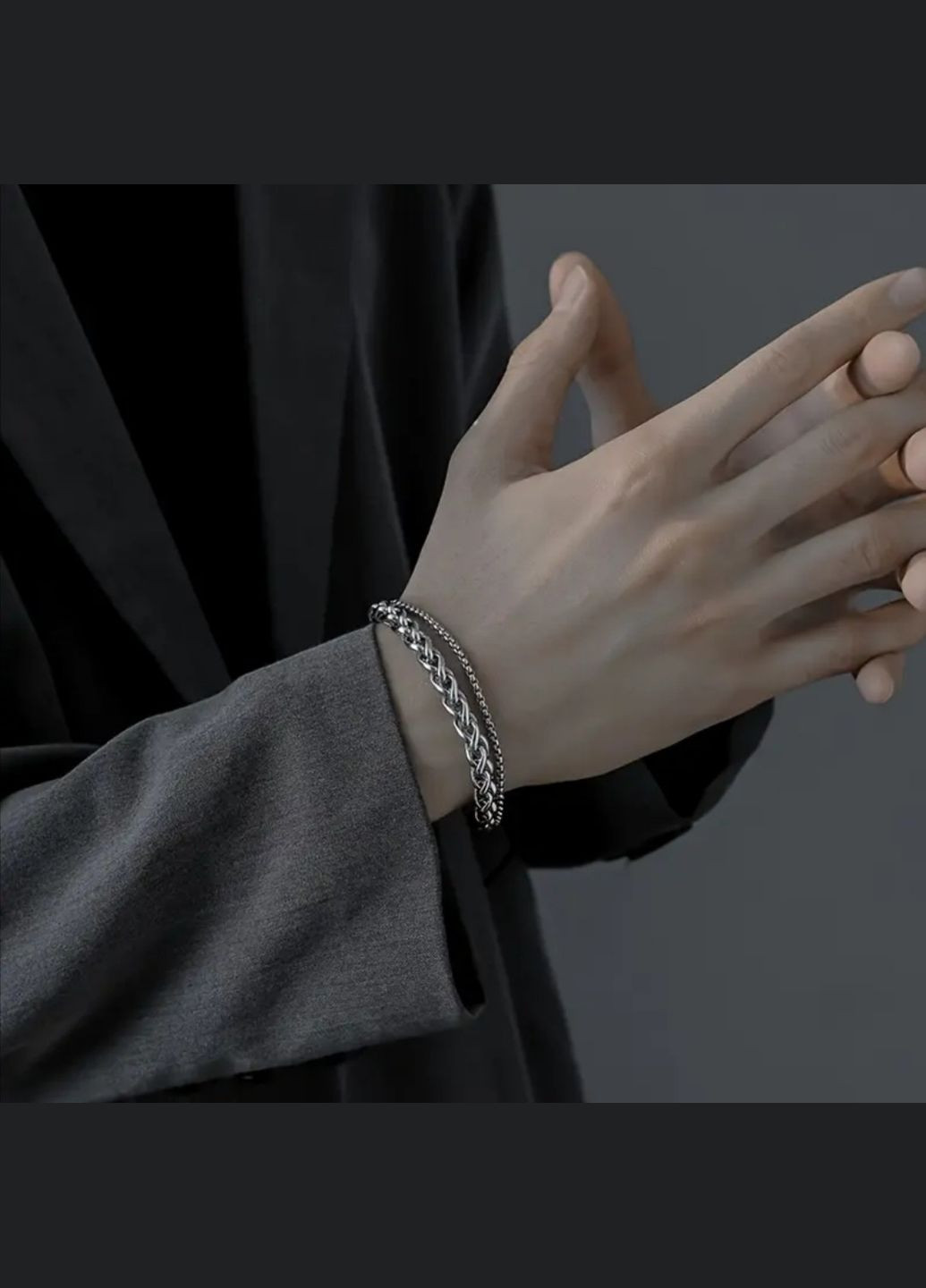 Мужской массивный Двойной браслет Steel Rage Silver сталь 316L, 22 см No Brand (315348412)