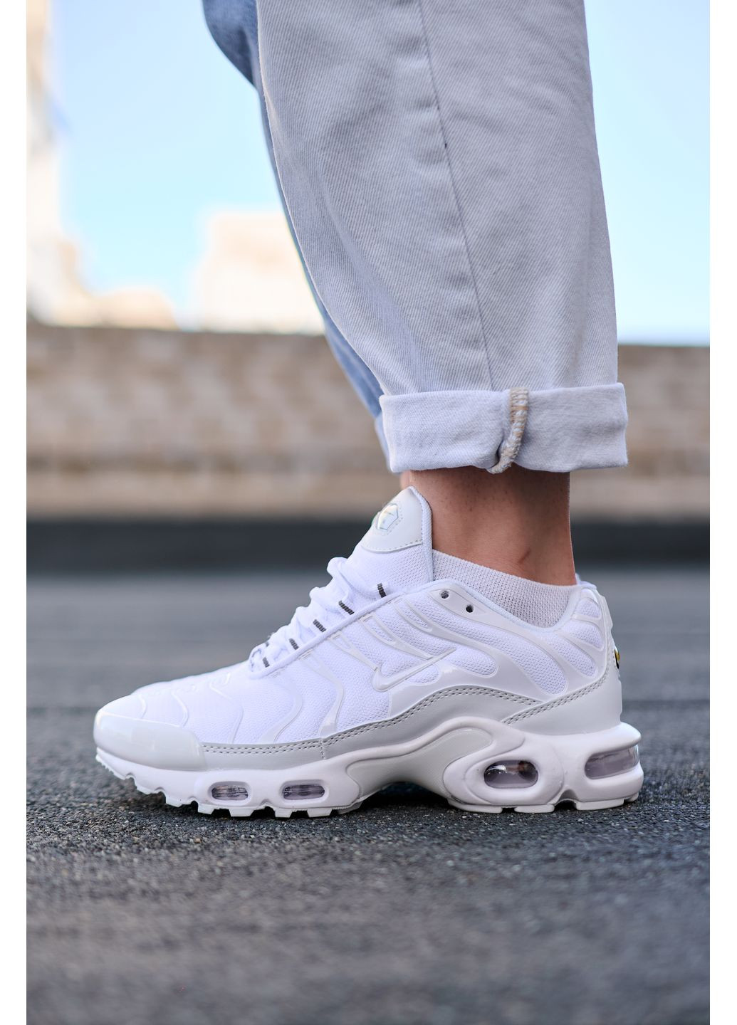 Білі Осінні кросівки чоловічі nike air max tn full white найк аір макс тн плюс No Brand