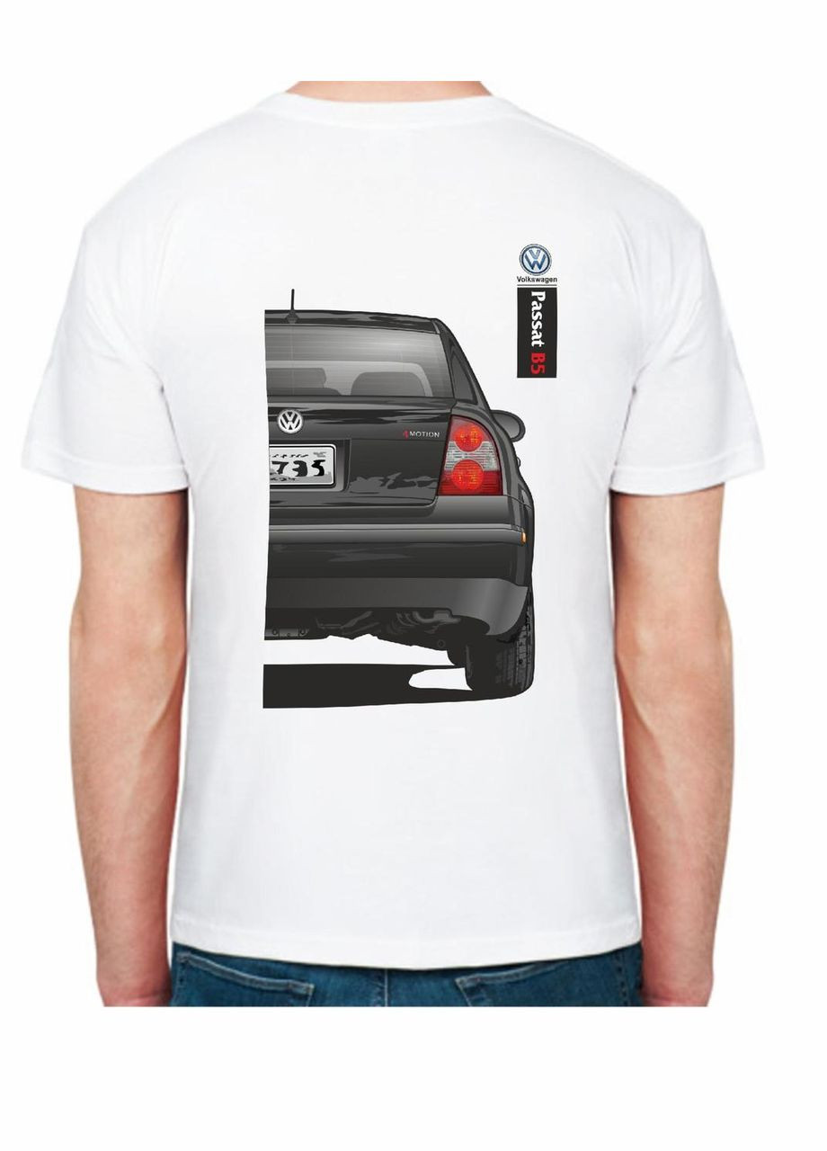 Біла футболка чоловіча з принтом volkswagen passat b5 fr 207505 біла Avtolife