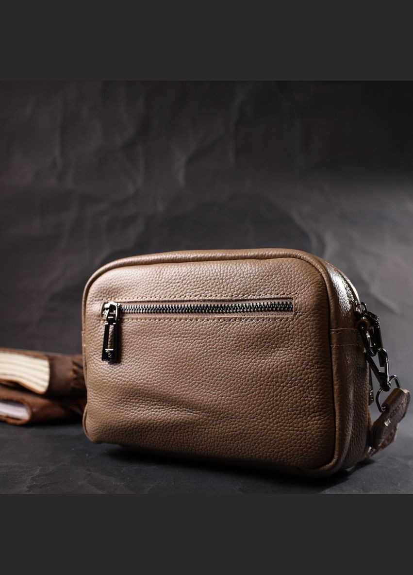 Женская сумка кросс-боди из натуральной кожи 22293 Бежевая. Vintage (298571614)