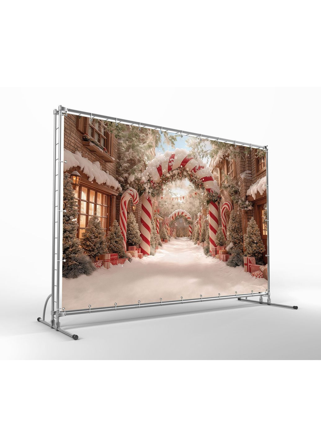 Фотозона Засніжена вулиця з карамельними тростинами – №46569 Vinylpex (369929997)