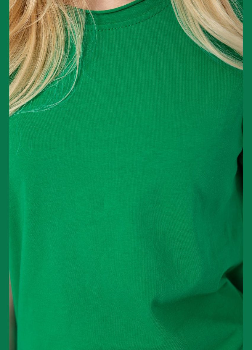 Зеленая летняя футболка женская однотонная, цвет черный, Ager