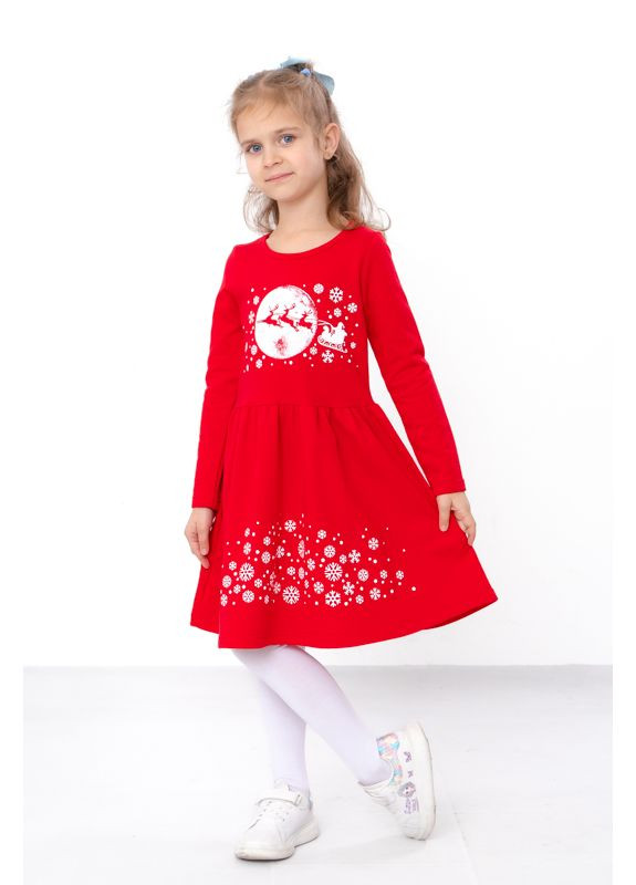 Чёрное зимнее платье для девочки трапециевидного кроя с новогодним принтом (p-15609) Носи своє (368992106)