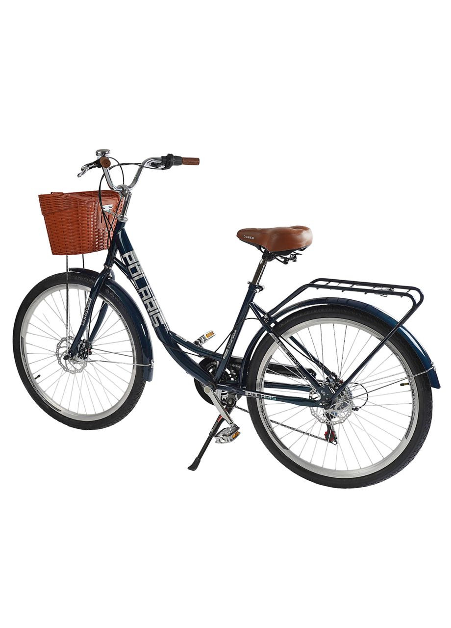 Велосипед міський 26" Polaris PS-128, сталева рама 16.5", Shimano 7 швидкостей. Dark blue (168068) Corso (340910596)