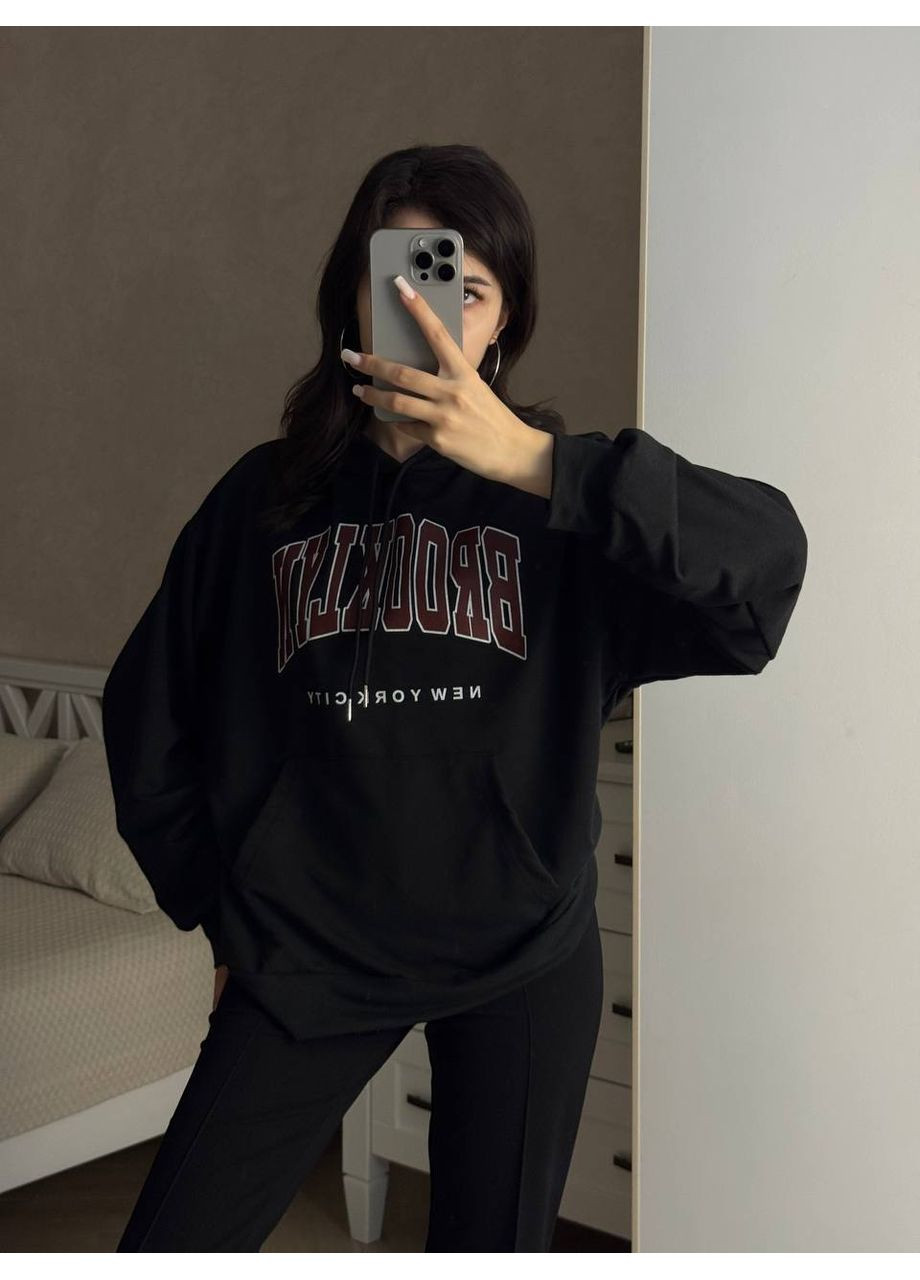 🍂Жіноче худі Oversize з принтом | Турецька двонитка | Розмірна сітка в описі DK/DL Мода без кордонів (357741081)