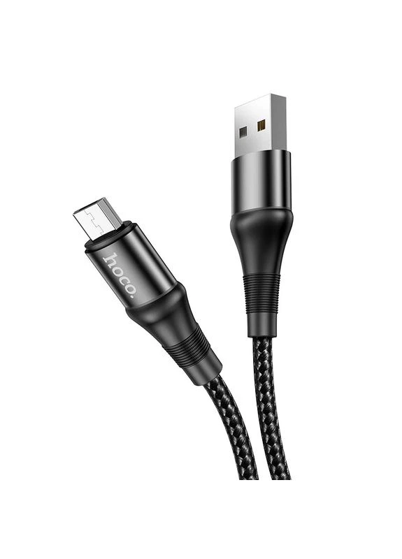 Кабель X50 USB to Micro 2.4A, 1m, нейлон, алюминиевые коннекторы, Черный Hoco (389915404)