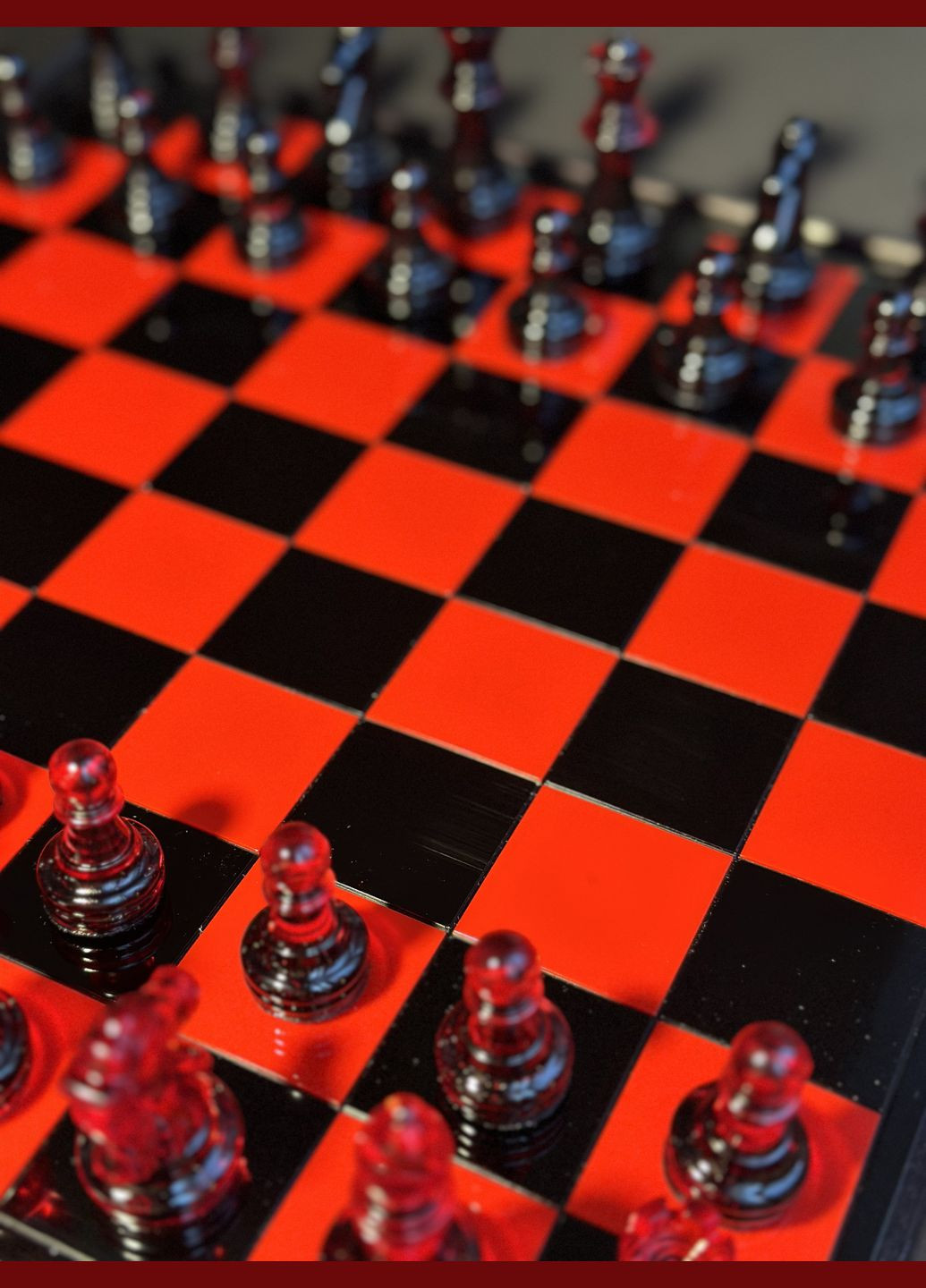 Шахматы из эпоксидной смолы красно-черные КРАСНЫЙ БАРХАТ KorriArt (315492701)