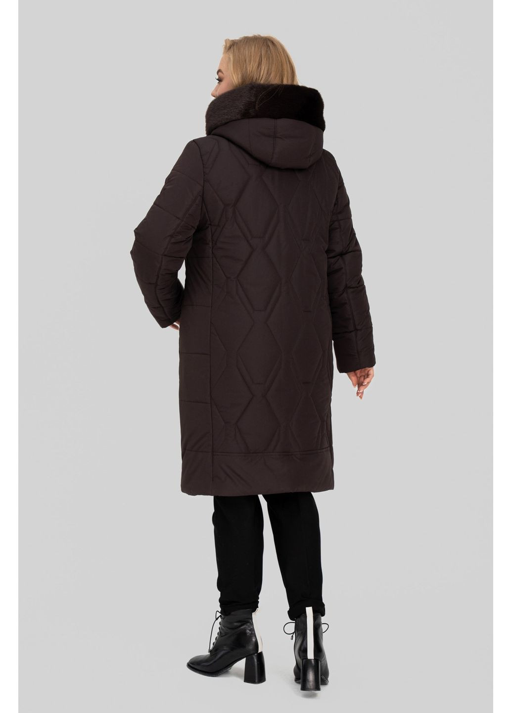 Коричневе зимнє Пальто жіноче Евеліна з капюшоном та кишенями All Posa (ap102620p) A'll Posa