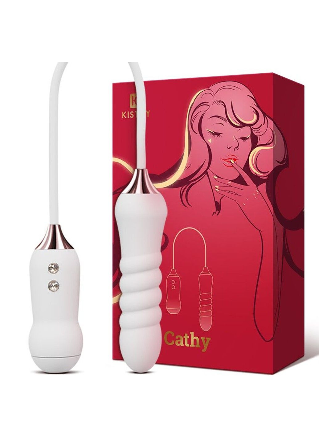 Пульсатор с вакуумным стимулятором KISTOY Cathy White на гибкой сцепке KissToy (333332404)