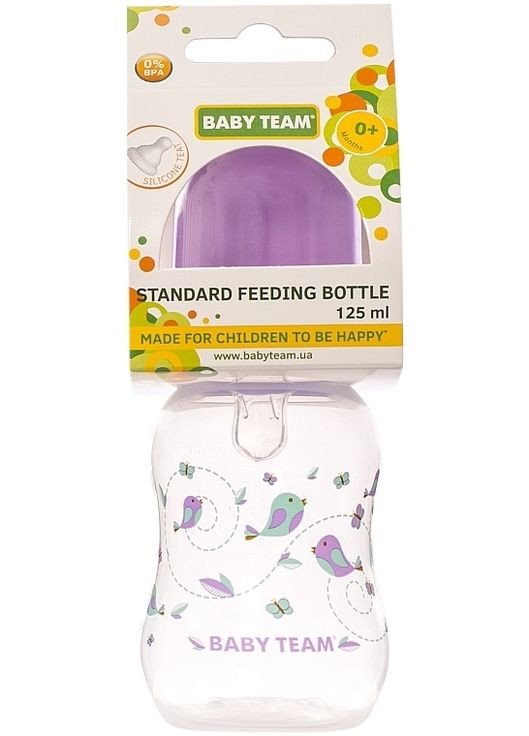 Бутылочка для кормления с силиконовой соской 125 мл, фиолетовая 125ml (1237136-31103869) Baby Team (365800274)