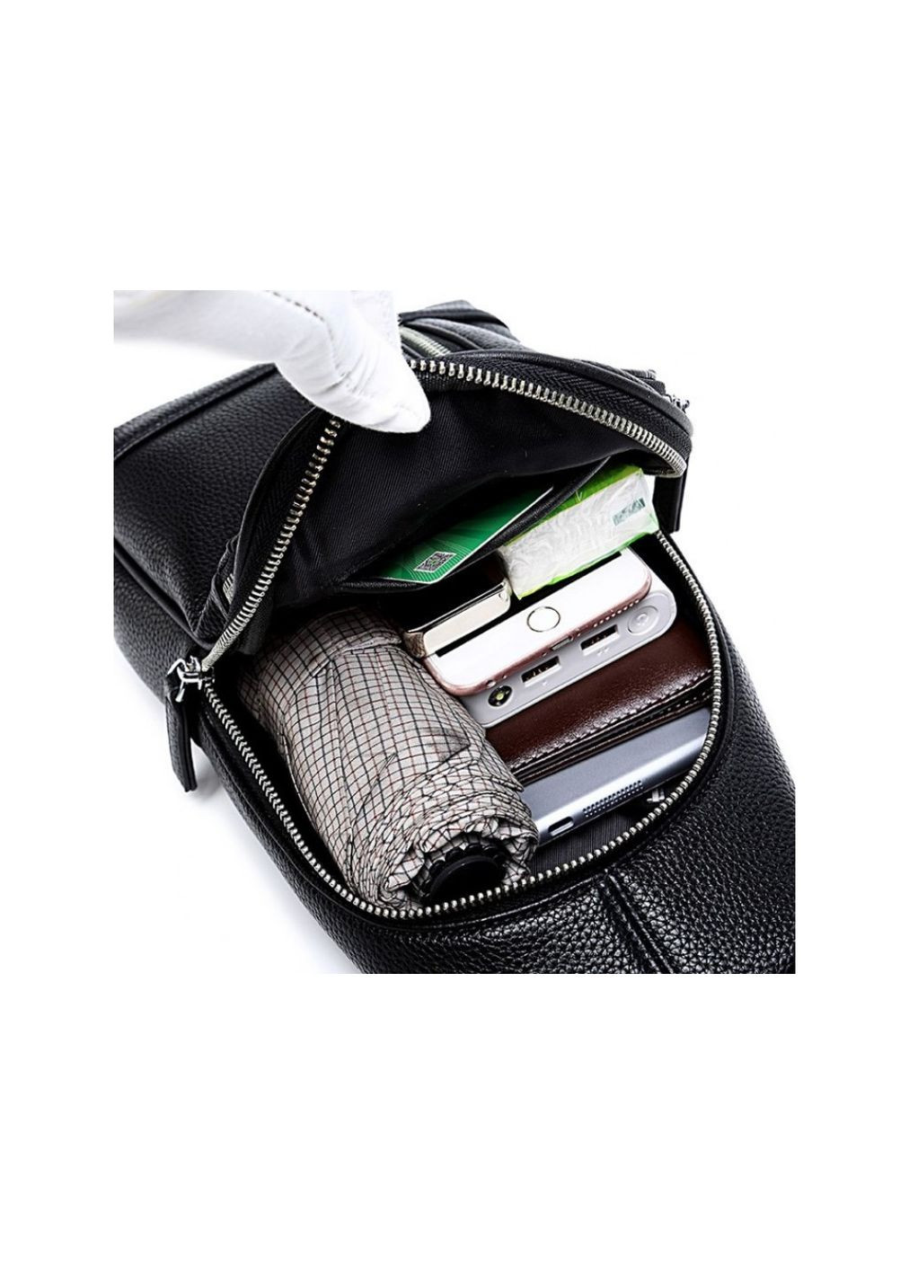 Чорний шкіряний чоловічий слінг на плечі Tiding Bag (302390971)