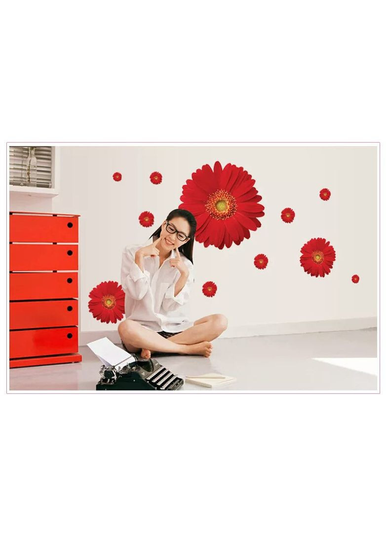 Наклейка на стіну Червоні хризантеми 11 шт (лист 45 х 60 см) Б269-1 No Brand (302526473)
