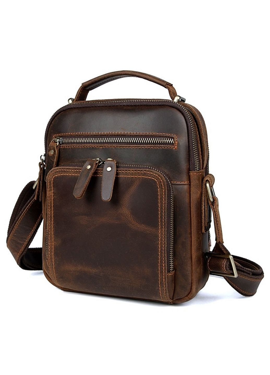 Мужская кожаная сумка через плечо 26х22х9 см John McDee (315869277)