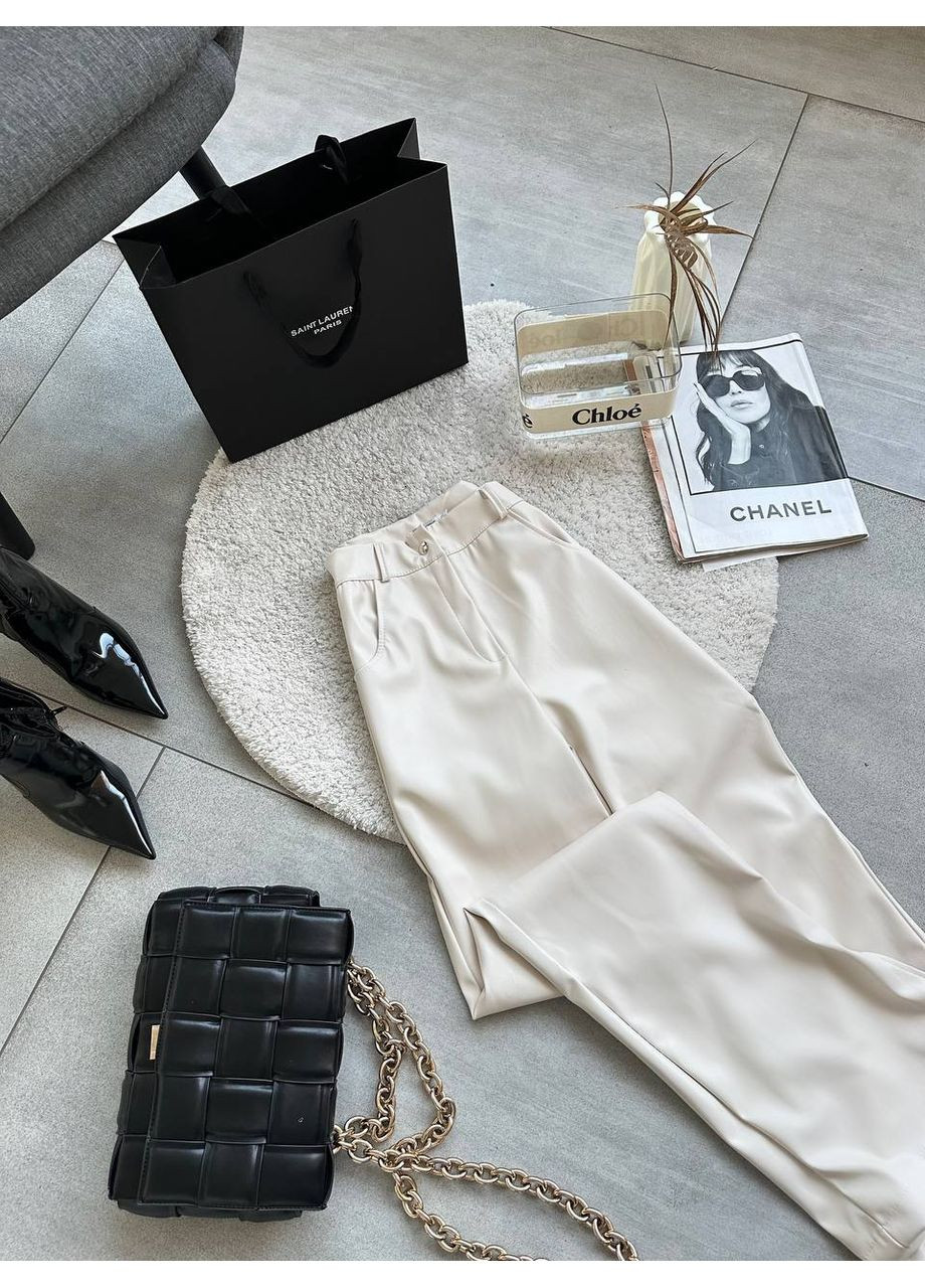 💎Женские брюки из экокожи на замше с вырезами, идеальная посадка | Размерная сетка в описании Vione (367076703)