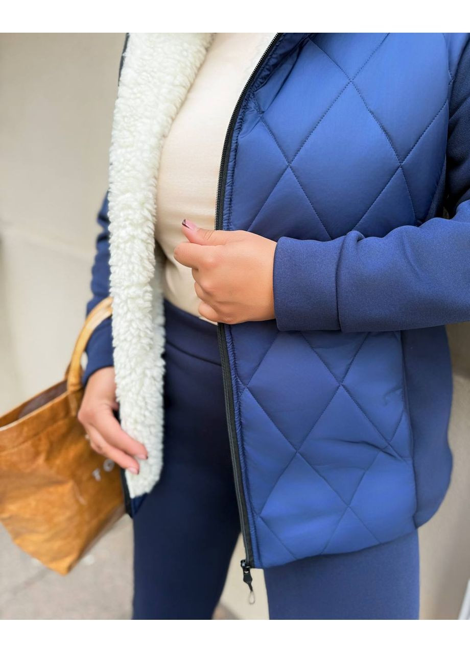 Теплый женский костюм из комбинированной ткани на меху. No Brand (362588387)