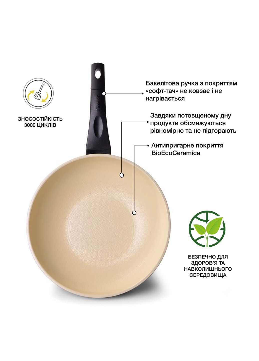 Глубокая сковорода Olympic с антипригарным керамическим покрытием 20 см (4521) Fissman (283022290)