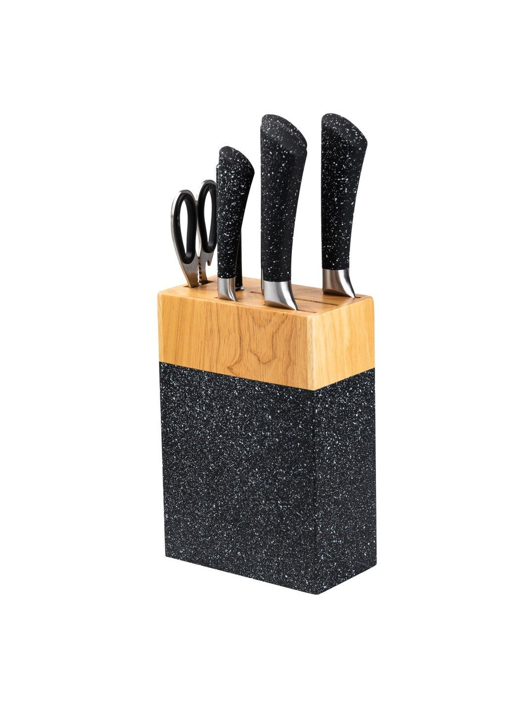 Набор кухонных ножей на подставке 8 штук, черный гранит. Without (293170793)