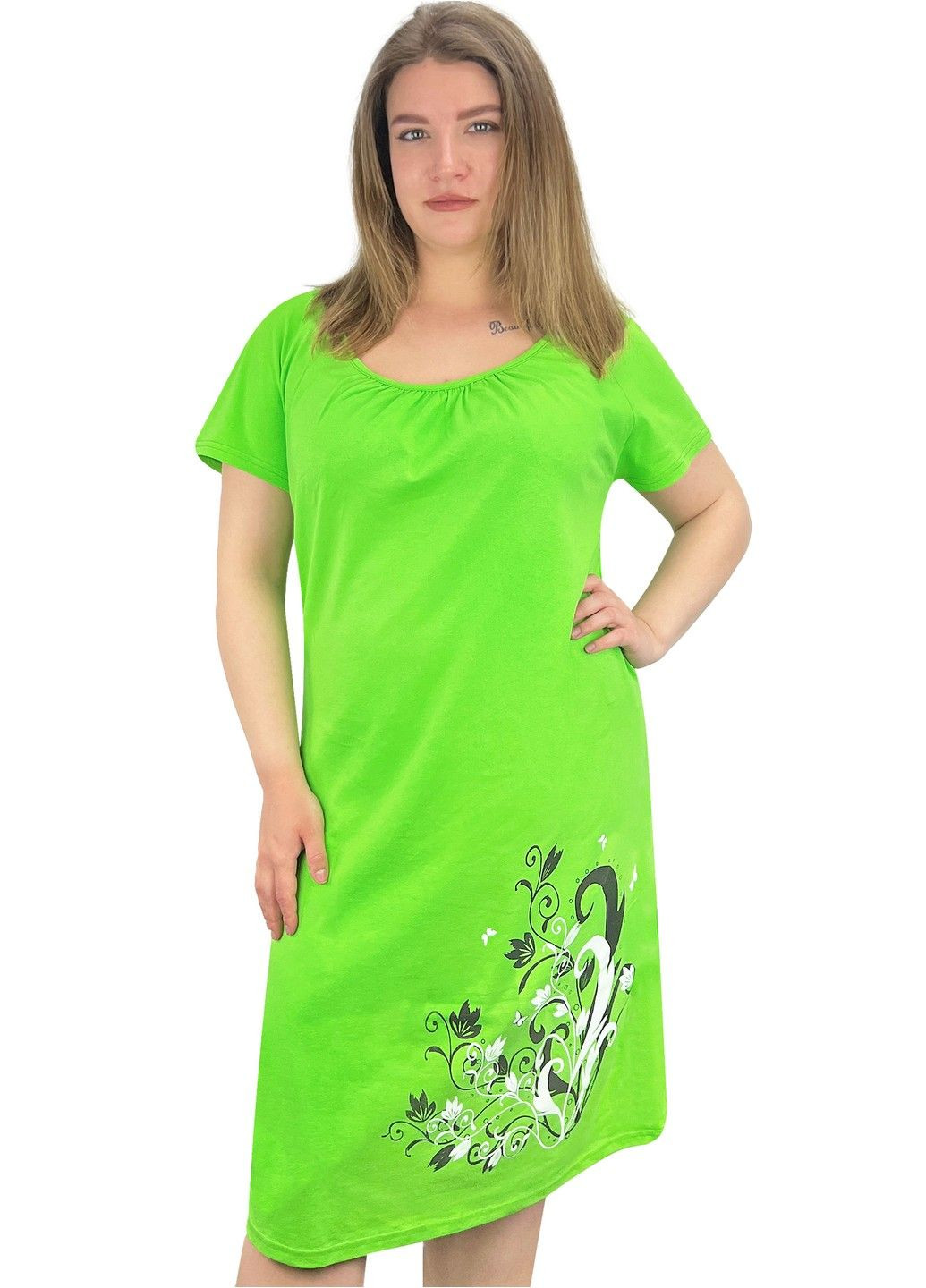 Зелена повсякденний сукня жіноча однотонна з накатом Жемчужина стилей з квітковим принтом