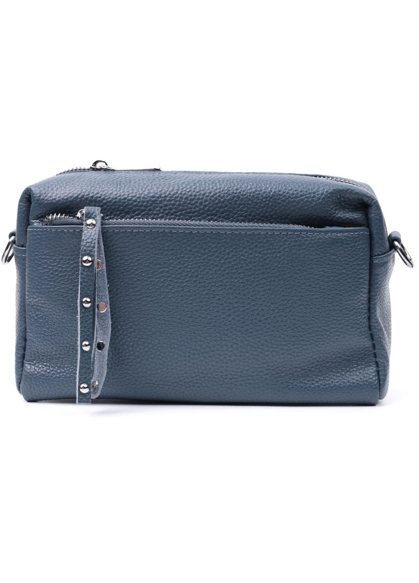 Женская кожаная сумка из стильным бегунком 22652 Синяя Vintage (331910525)