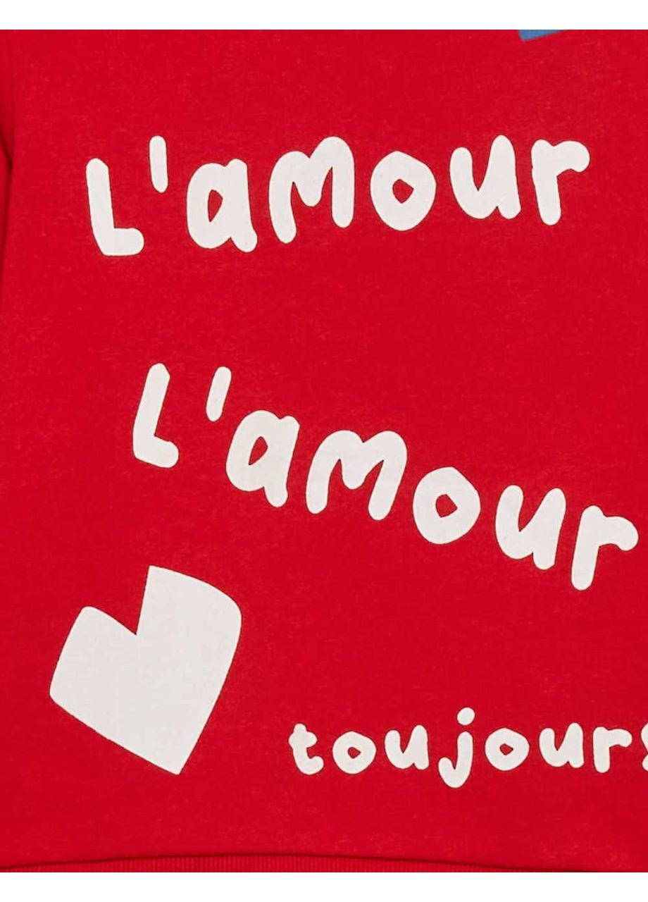 Kiabi світшот фліс,червоний з принтом, червоний