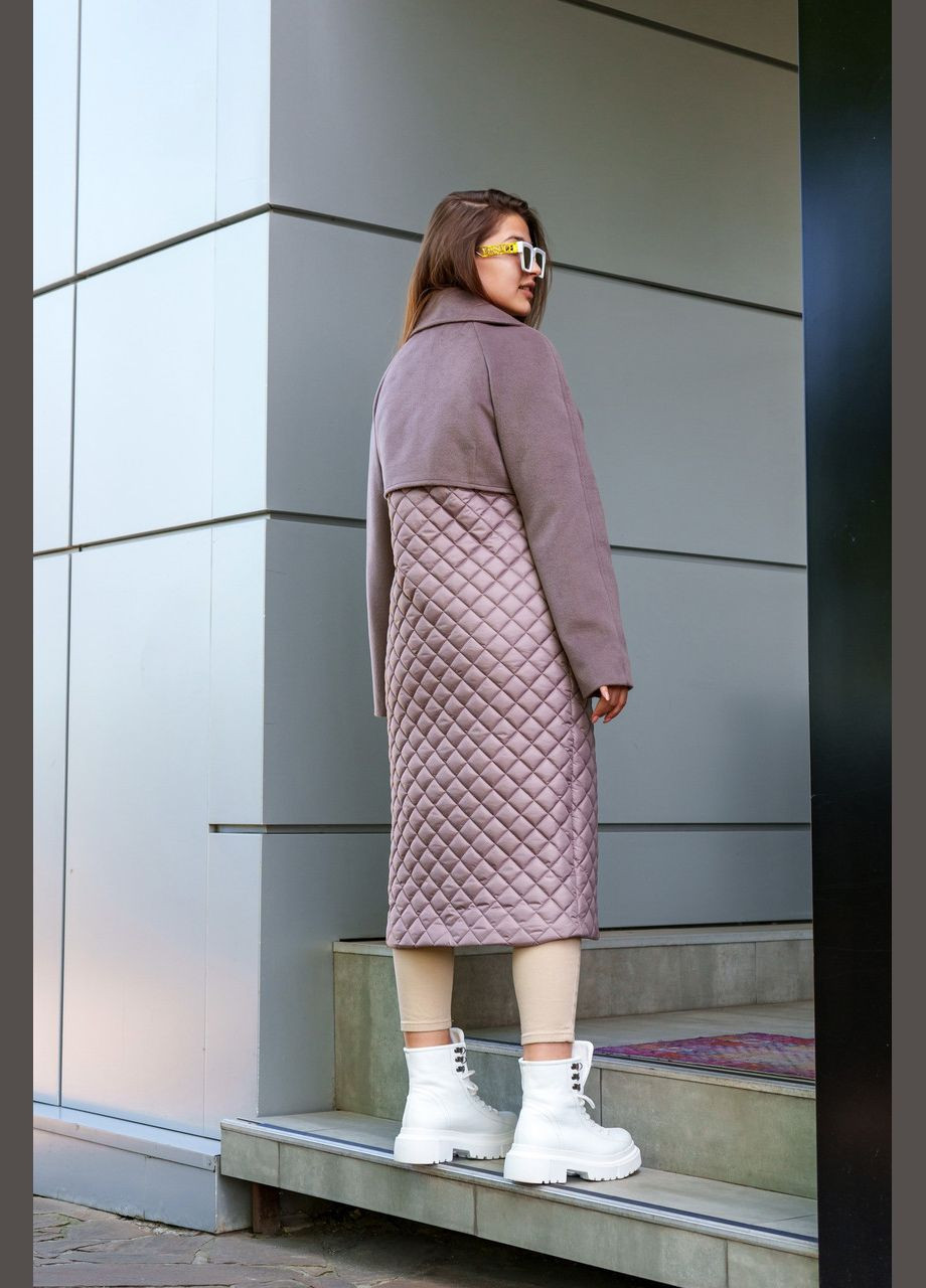 Коричневое Женское пальто из шерстяной и плащевой ткани коричневое (PV305K) 46 MN