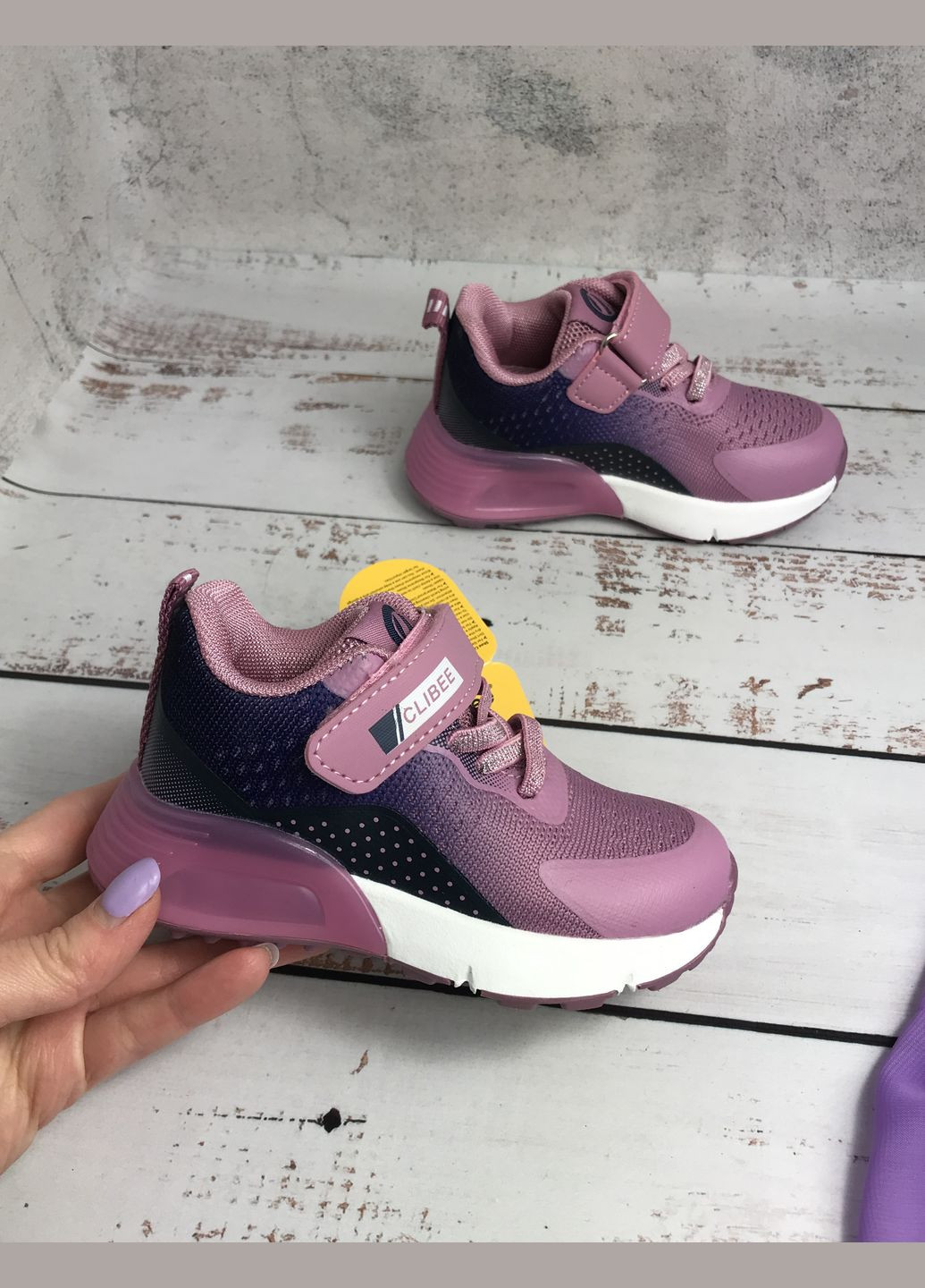 Лиловые всесезонные кроссовки детские для девочки розовый (268) Clibee