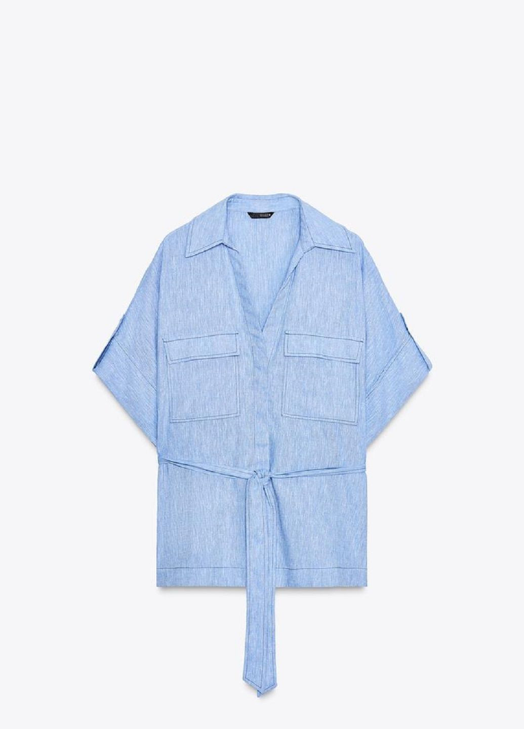 Светло-синяя рубашка однотонная Zara