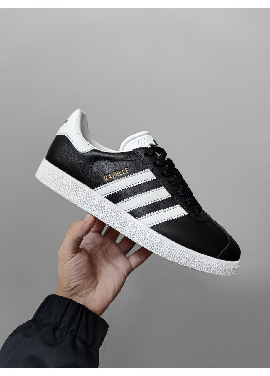 Черные демисезонные кроссовки мужские adidas gazelle black / white адидас газель No Brand
