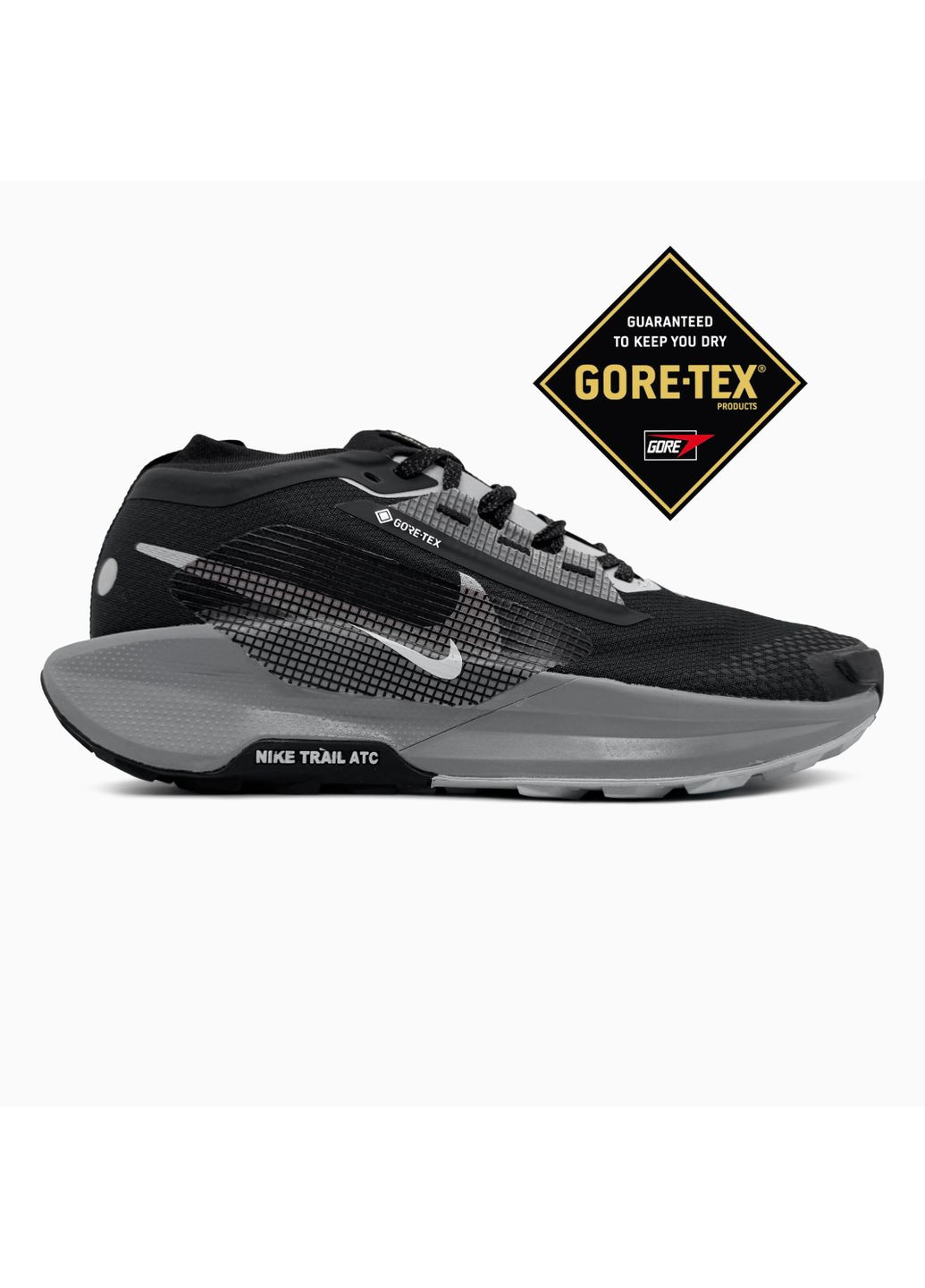 Кросівки жіночі та чоловічі Nike Zoom Pegasus Trail 5 GTX Gore-Tex Black Grey | Найк Зум Пегас Трейл 14 чорні демісезони (372463787)