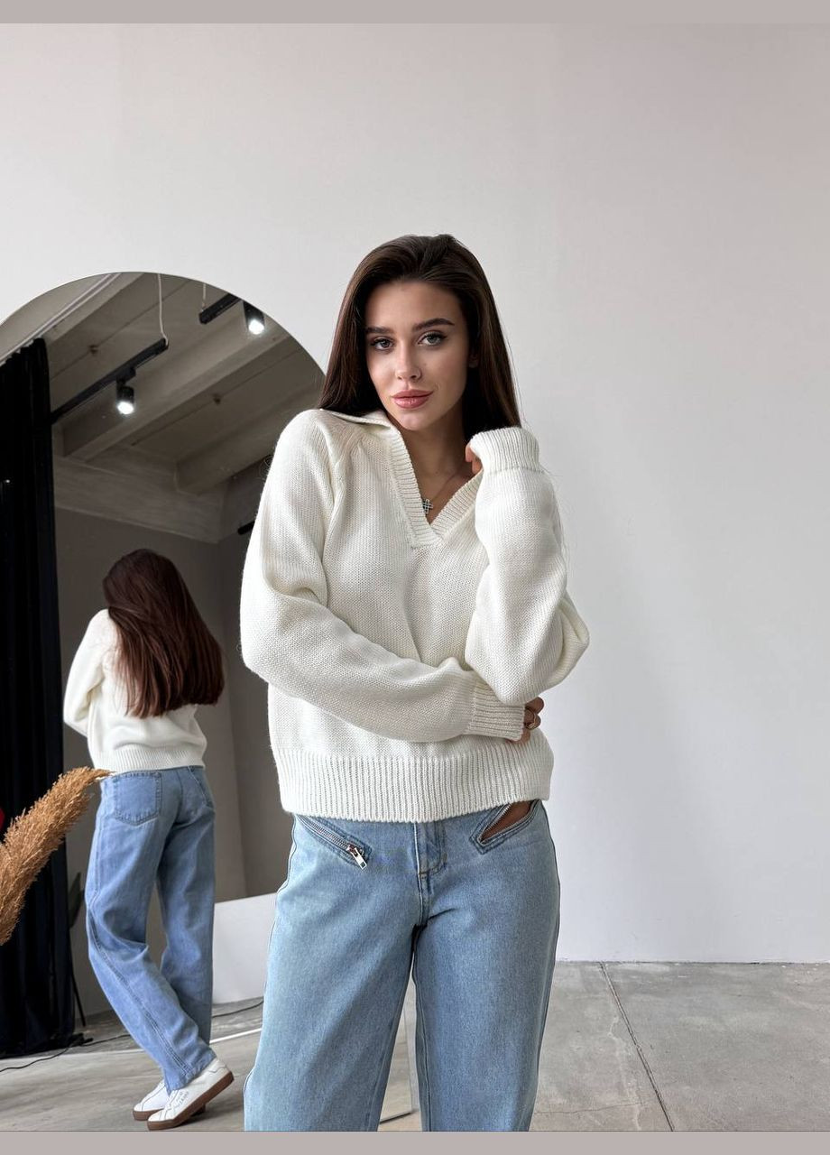 Женский свитер-поло цвет молочный р.42/46 450413 New Trend (282933070)
