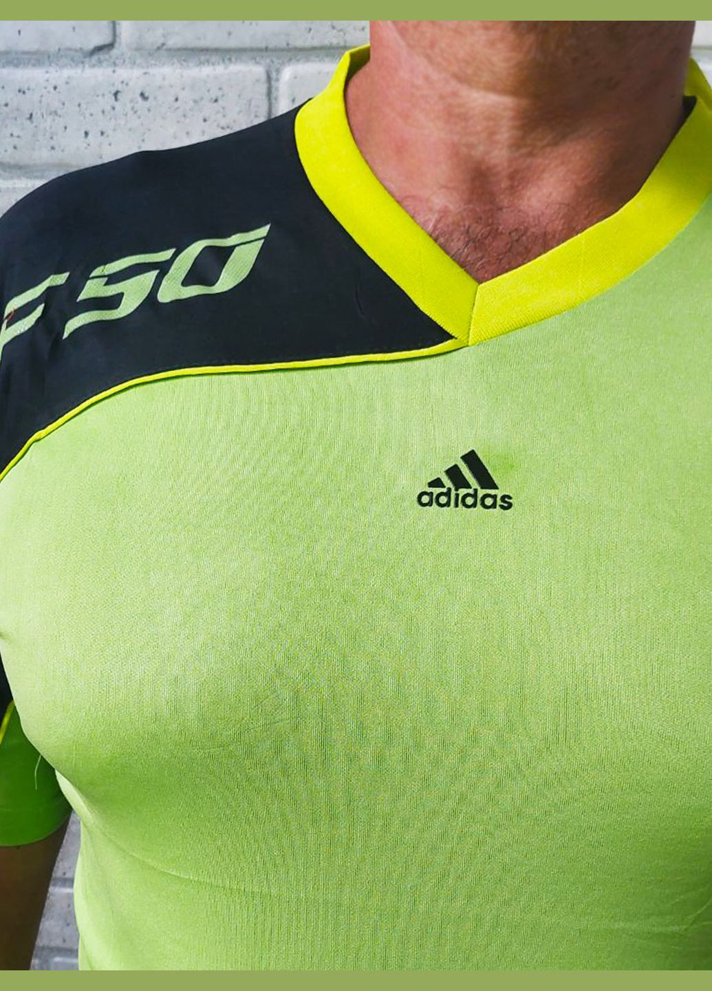 Комбінована футболка чоловіча спортивна великого розміру батал, комір мис накат adidas, трикотаж No Brand