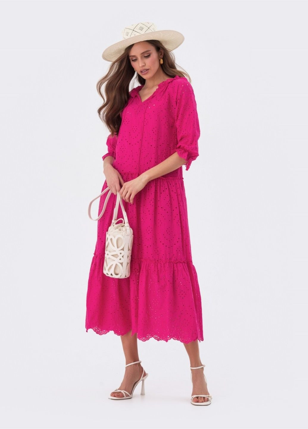 Фуксинова (кольору Фукія) сукня а-силуету з прошви кольору фуксія Dressa