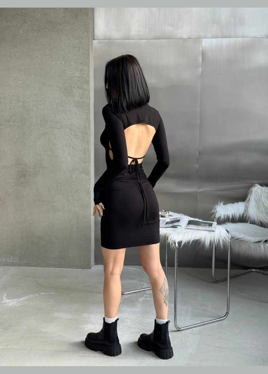 Черное праздничный, коктейльное, деловое, откровенный, повседневный, кэжуал, джинсовое, вечернее платье женское No Brand однотонное