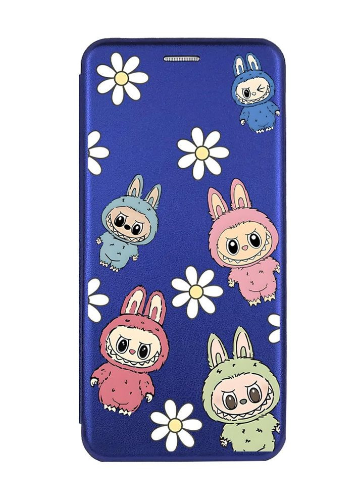 Чехол-книга синий с рисунком на Xiaomi Redmi Note 12 Фон Лабубу (принт 413) Creative (365435441)