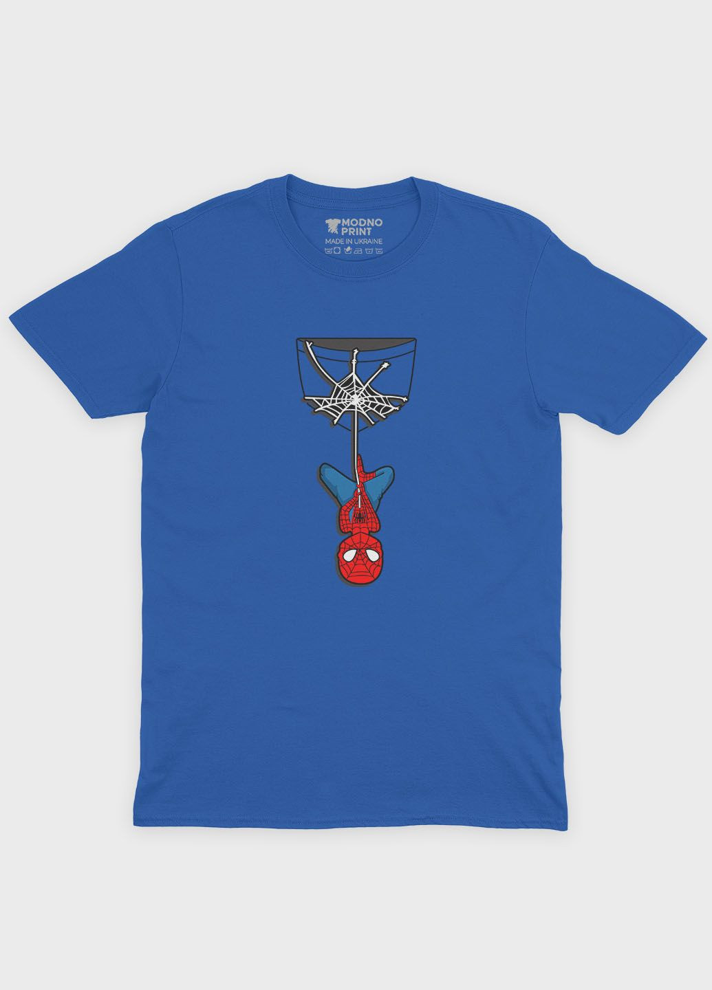 Синяя демисезонная футболка для мальчика с принтом супергероя - человек-паук (ts001-1-brr-006-014-039-b) Modno