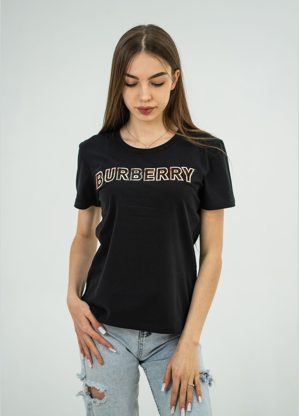 Чорна літня футболка жіноча Burberry