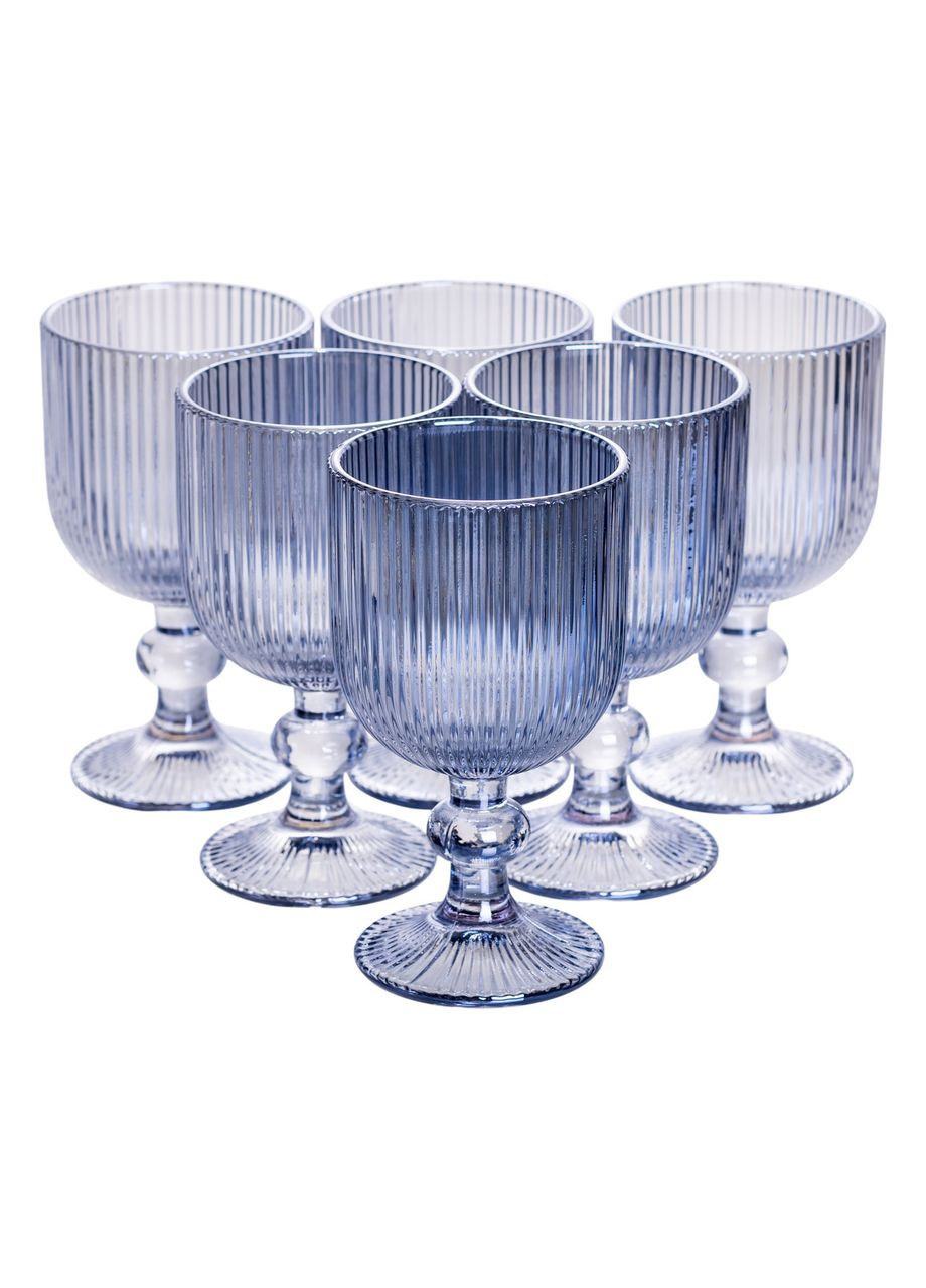 Набір келихів для вина 6 (шт) по келихи під вино 220 (мл) на ніжці келихи винні Блакитний HP-19-7114BL Yiwu (370800448)