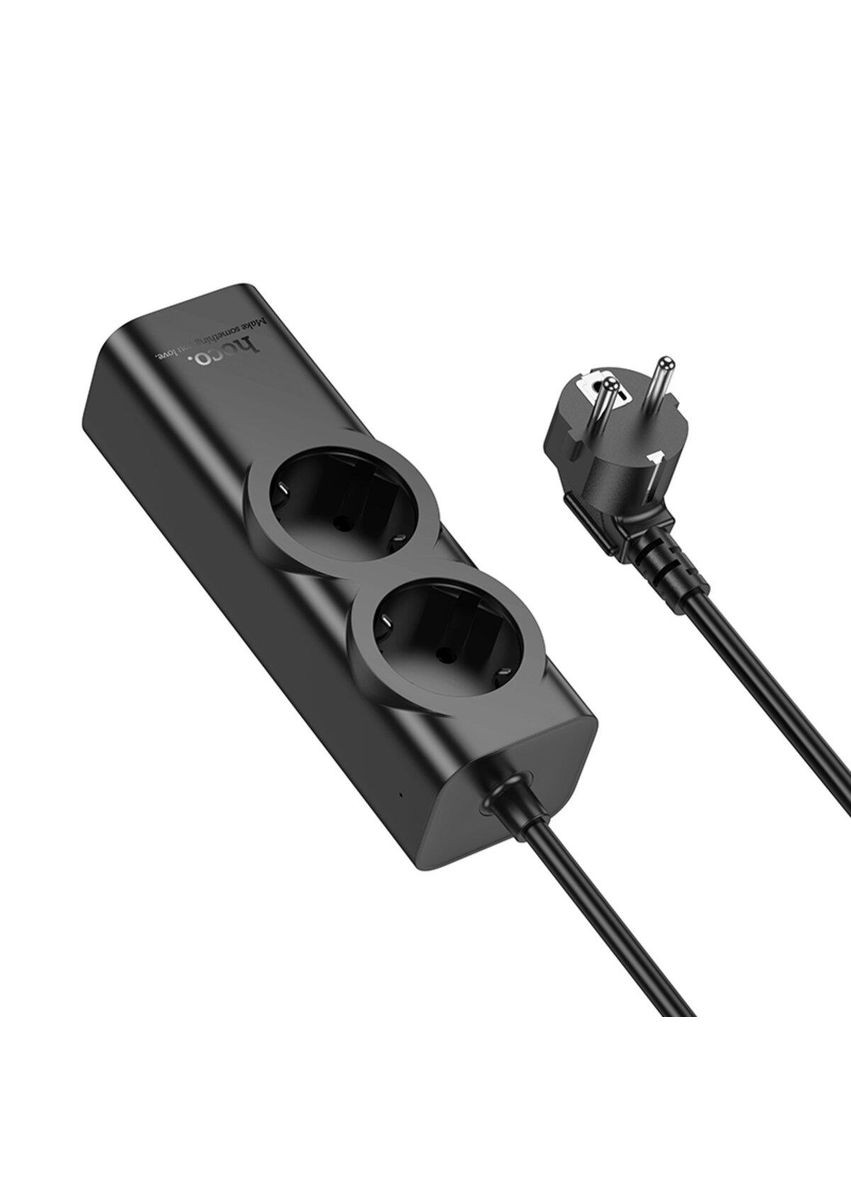 Сетевой удлинитель NS10 Wisdom 2-position (PD67W/3C1A) desktop socket (EU/GER) Black Hoco (335807115)