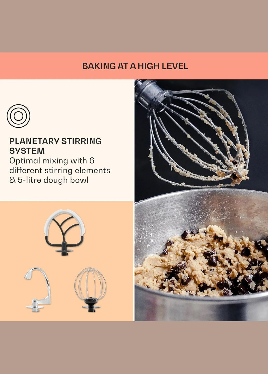 Кухонний комбайн тістоміс Bella Elegance 1800вт Перламутр Klarstein (338194781)