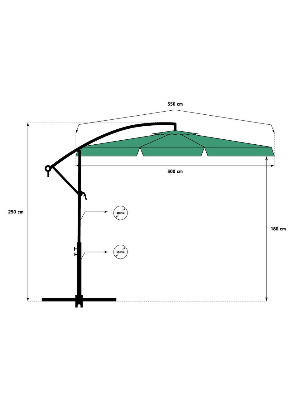 Садовый раскладной зонтик Garden (диаметр - 3 метра) с боковой стойкой, Зеленая Funfit (370619357)