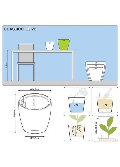 Разумный вазон Classico Premium LS 28 6,7 л белый 16040 Lechuza (316614675)