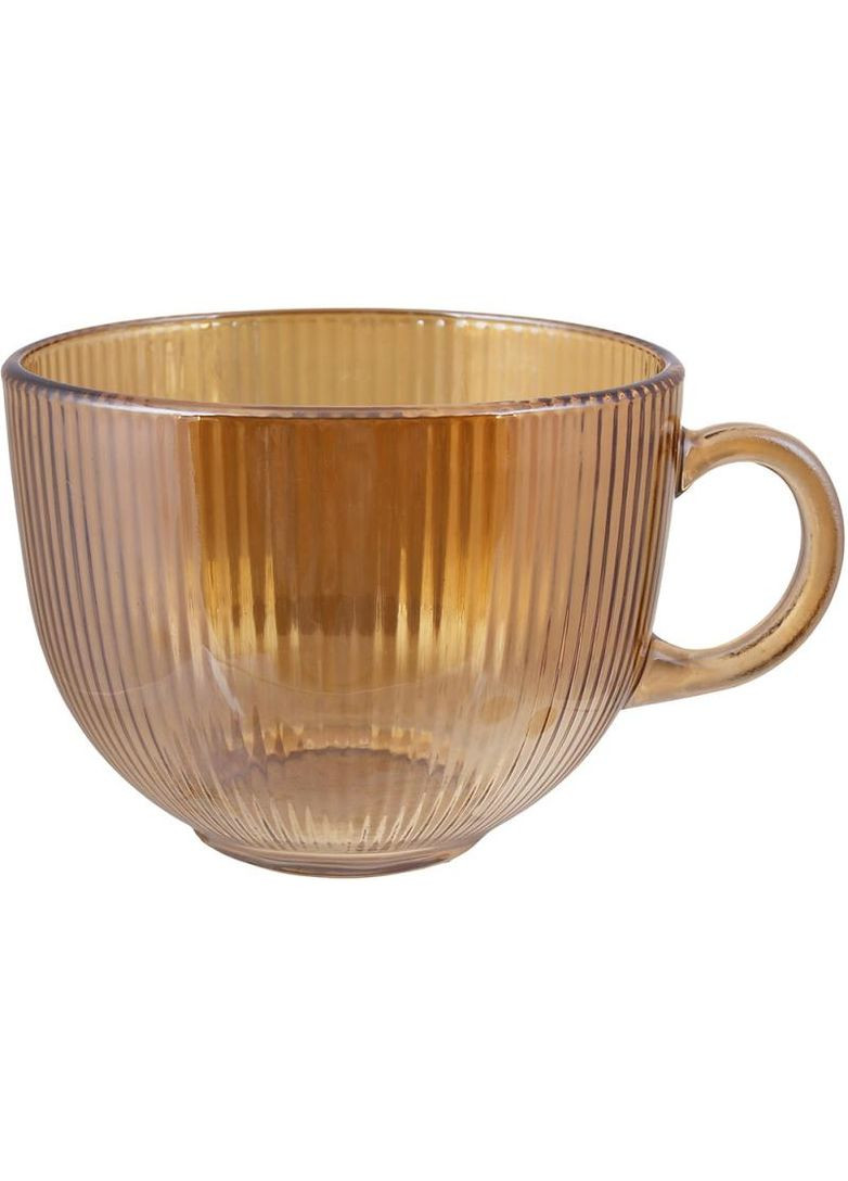Набір чайних чашок Amber 350мл скляні посуди кольору амбер для чаю та кави 3 штуки BonaDi (368978217)