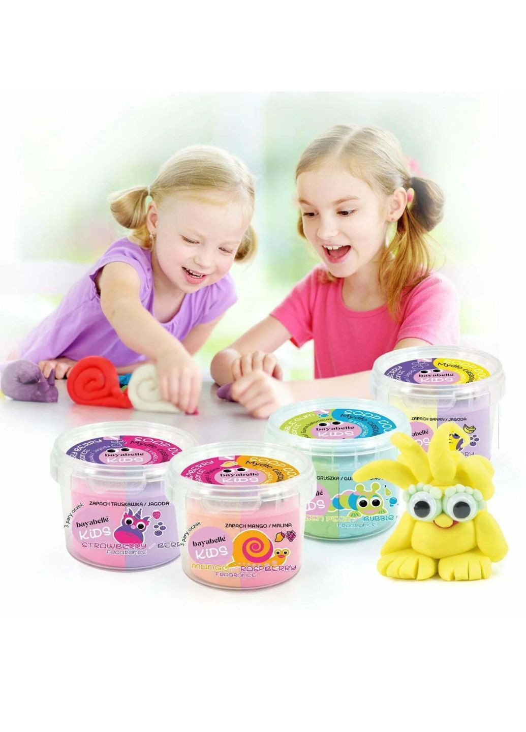 Двухцветное игровое мыло-тесто для ванны Груша/Жевательная резинка (с игрушечными глазами) 100 г Bayabelle Kids (294320566)