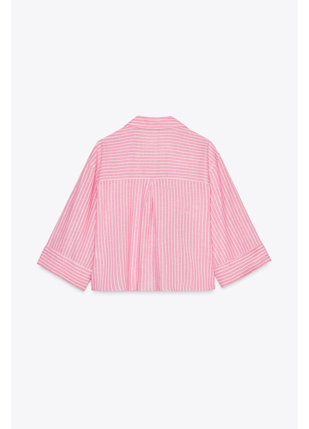 Смугаста укорочена сорочка з льоном Zara (354816925)