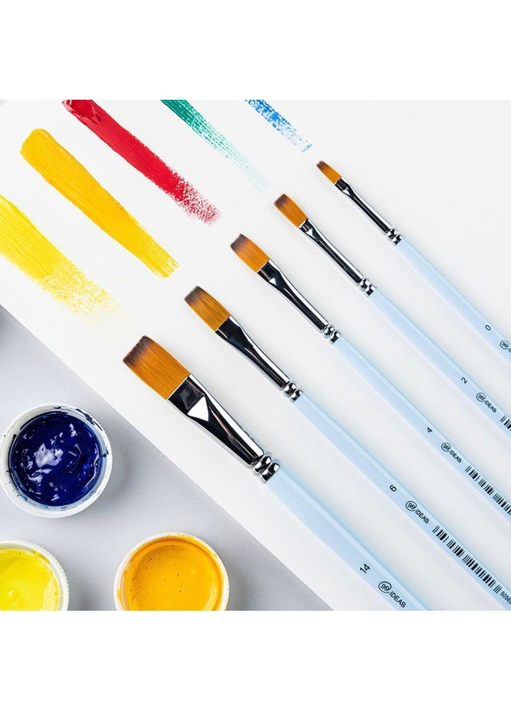 Набор кистей Синтетика плоская, длинная ручка (9 шт), 6604ASET 99IDEAS (340704809)