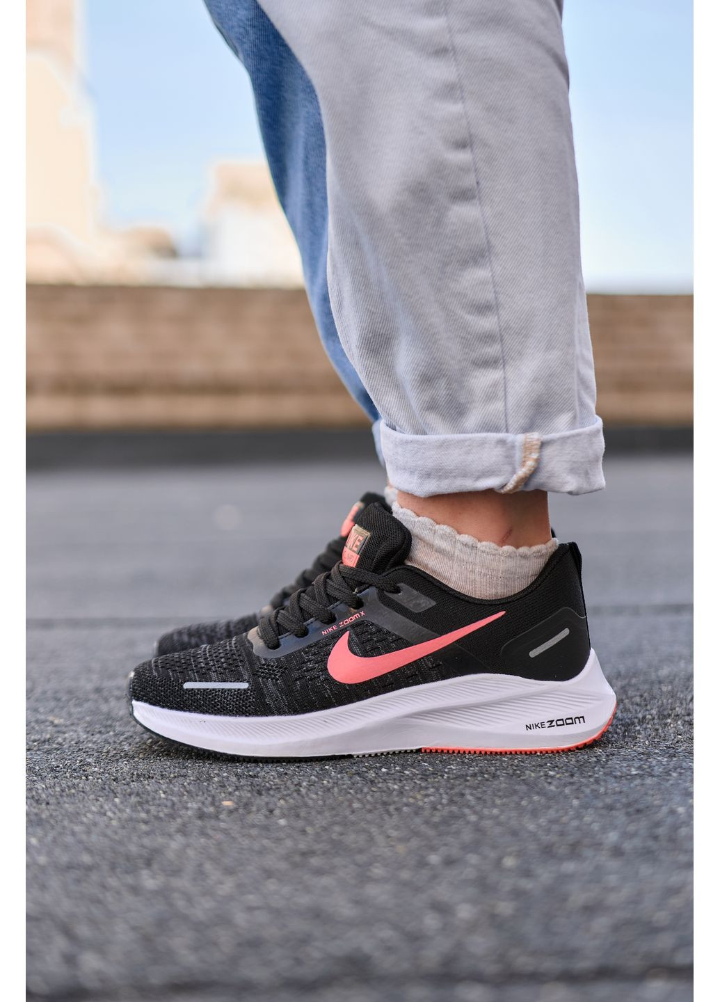 Рожеві Осінні кросівки чоловічі nike zoom x black white pink найк аір зум No Brand